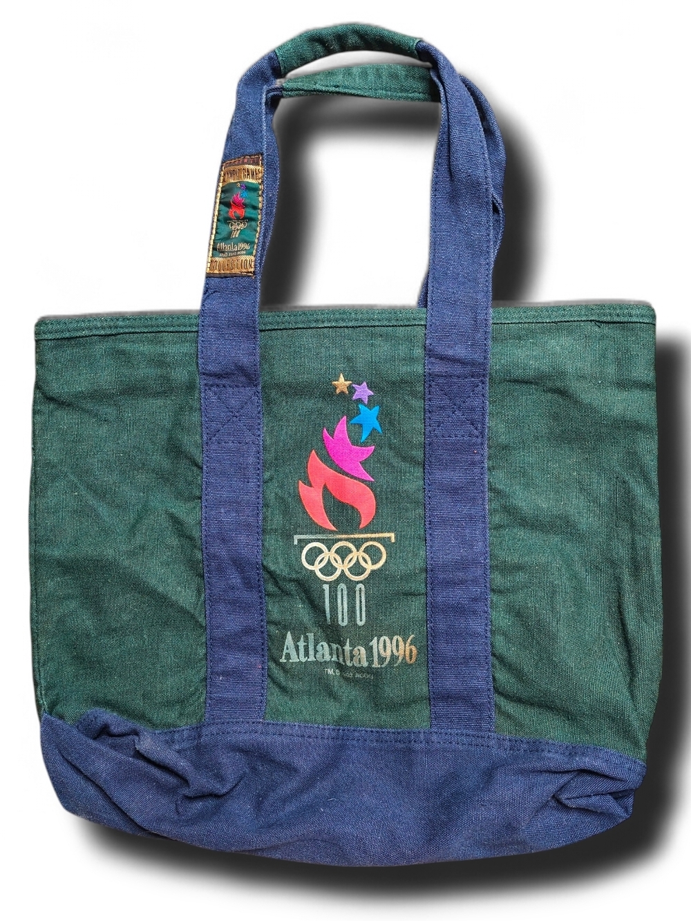 Vintage 1996 Atlanta Olympic Canvas Tote Bag - Green & Blue